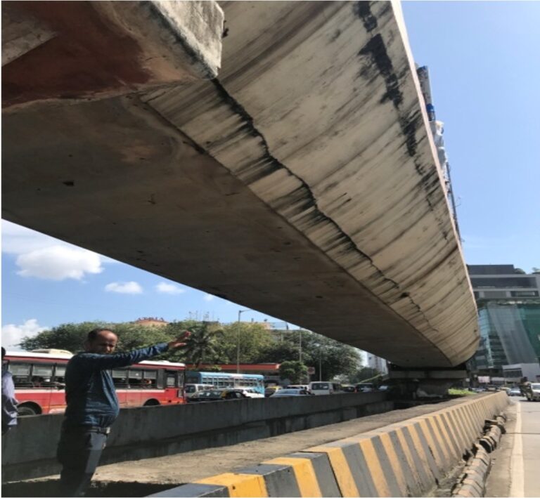 Visible cracks on coastal flyover